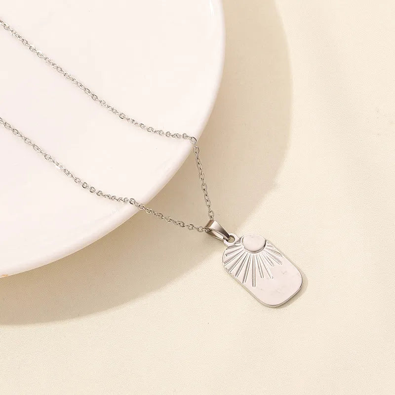 304 Stainless Steel IG Style Simple Style Plating Star Moon Pendant Necklace