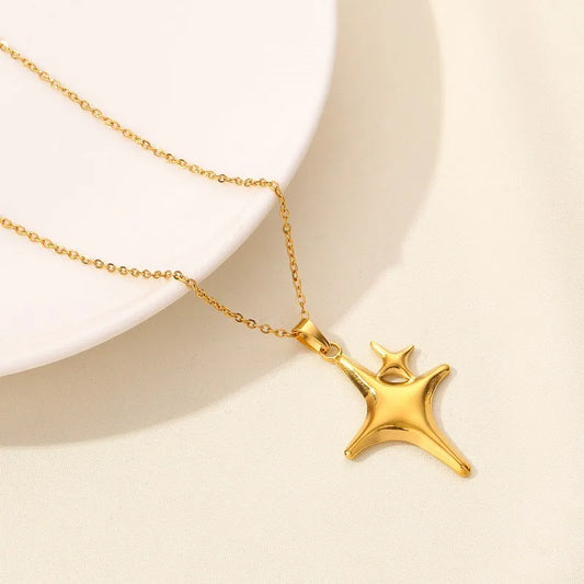 304 Stainless Steel IG Style Simple Style Plating Star Moon Pendant Necklace