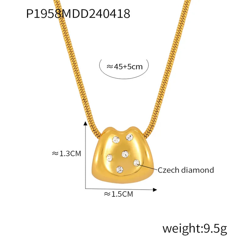 304 Stainless Steel Rhinestone 18K Gold Plated Elegant Simple Style Korean Style Plating Geometric Rhinestones Pendant Necklace