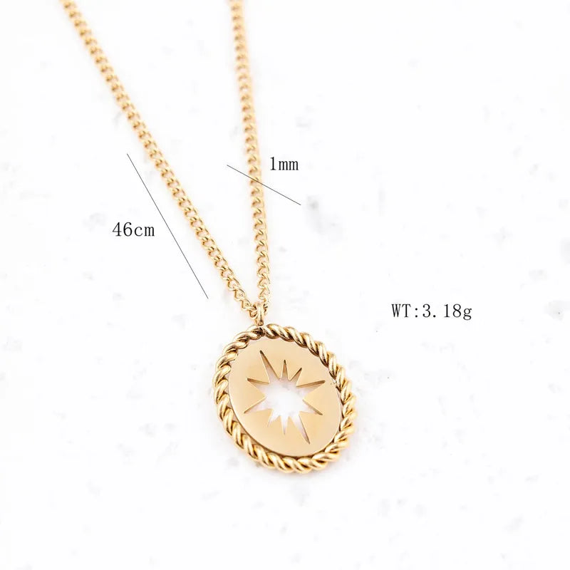 304 Stainless Steel Simple Style Inlay Solid Color Natural Stone Pendant Necklace