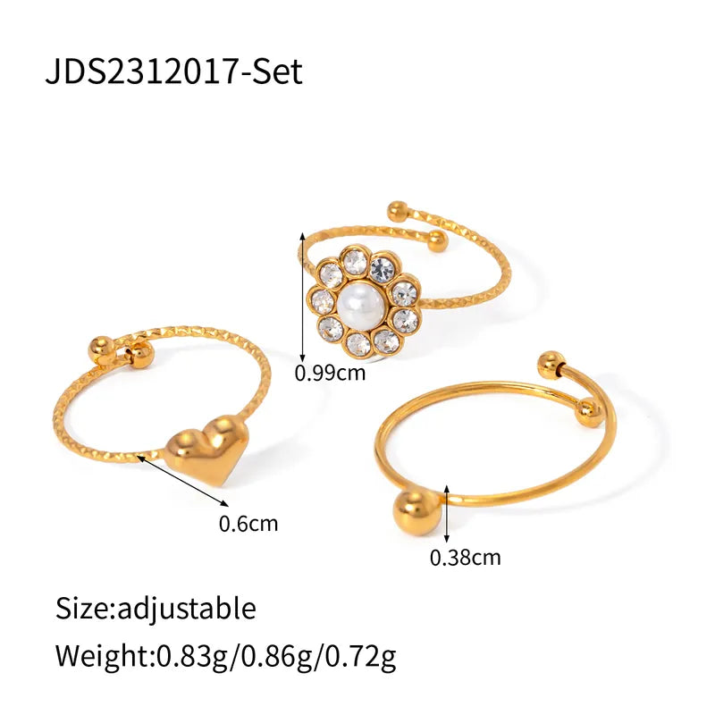 316 Stainless Steel 18K Gold Plated Simple Style Classic Style Plating Inlay Flower Rhinestones Rings