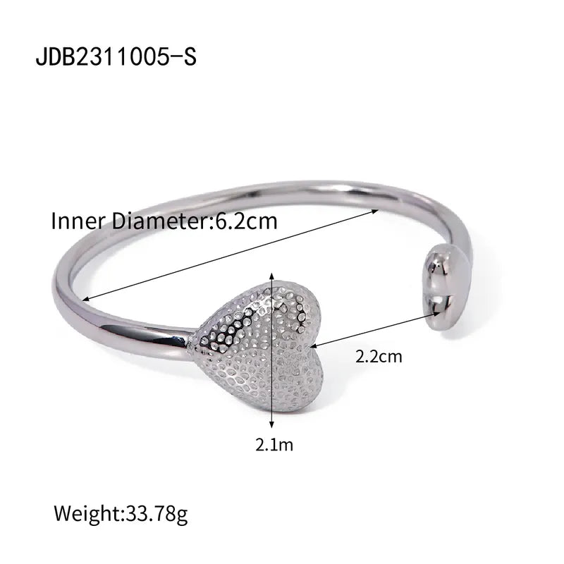 316 Stainless Steel Modern Style Classic Style Commute Heart Shape Solid Color Bangle\\