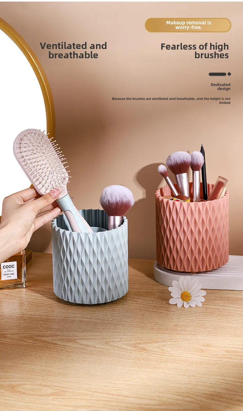 360 Rotating Large Capacity Cosmetic Brush Bucket Portable Brush Storage Box Lipstick Eyebrow Pencil Eye Shadow Brush Dustproof Pen Holder