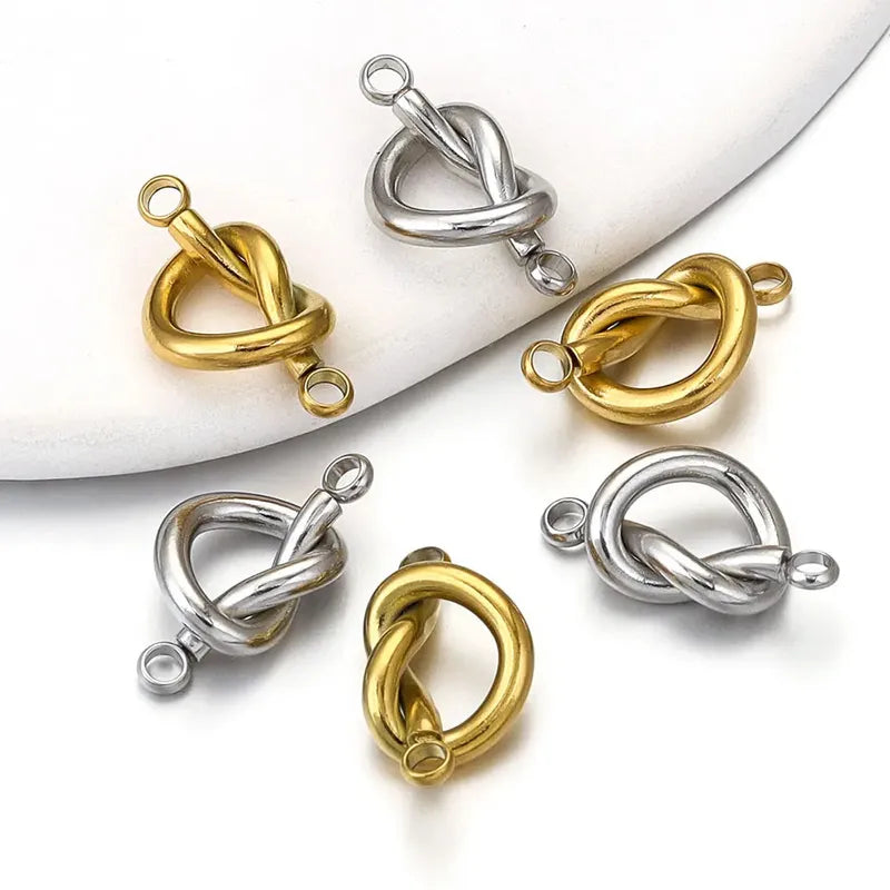 5 PCS/Package Stainless Steel Knot Jewelry Buckle Simple Style