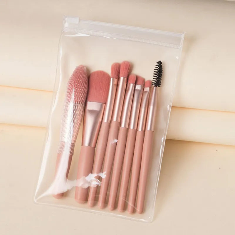 8 Mini Makeup Brushes Suit Morandi Matte Soft Hair Eye Shadow Brush Blush Brush Beginner Beauty Tools