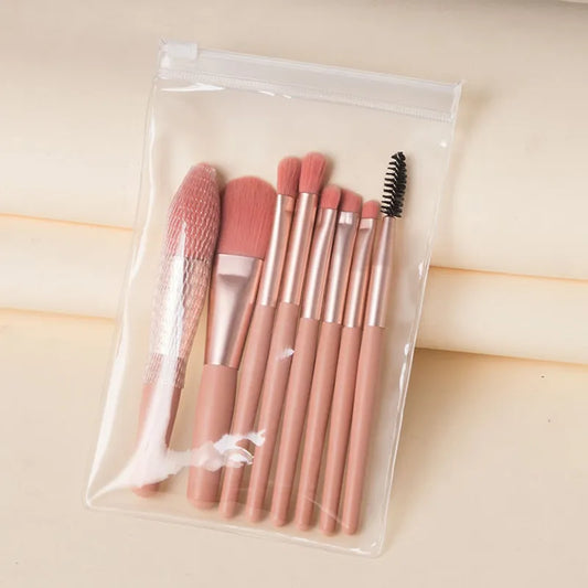 8 Mini Makeup Brushes Suit Morandi Matte Soft Hair Eye Shadow Brush Blush Brush Beginner Beauty Tools