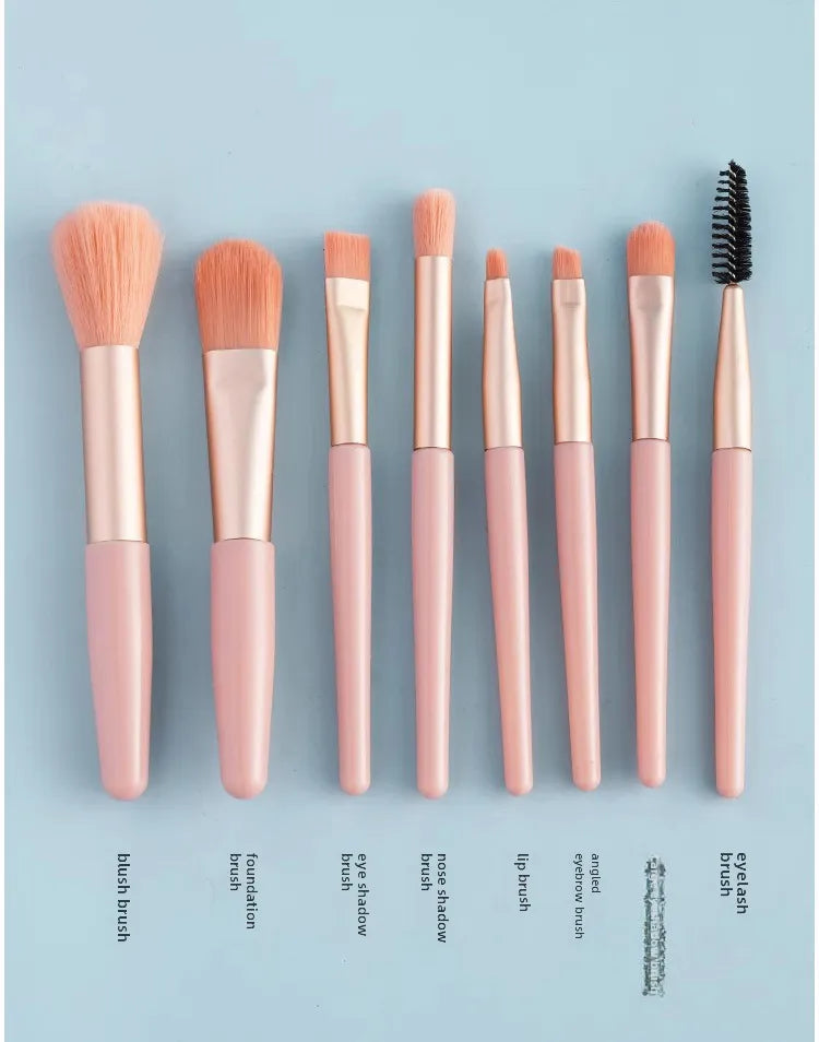 8 Mini Makeup Brushes Suit Morandi Matte Soft Hair Eye Shadow Brush Blush Brush Beginner Beauty Tools