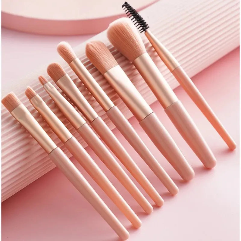 8 Mini Makeup Brushes Suit Morandi Matte Soft Hair Eye Shadow Brush Blush Brush Beginner Beauty Tools