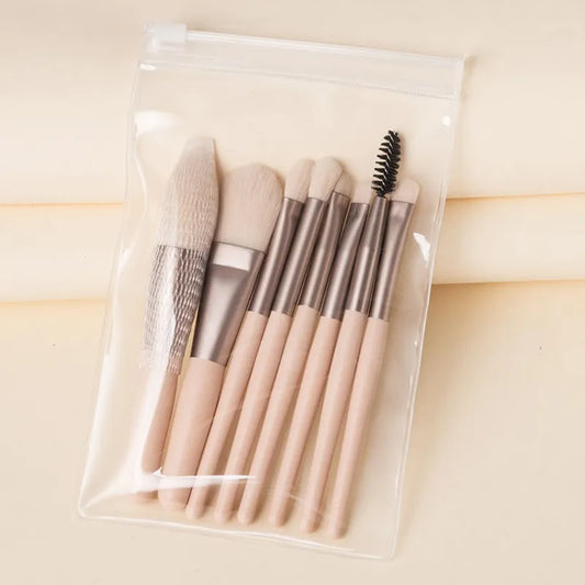 8 Mini Makeup Brushes Suit Morandi Matte Soft Hair Eye Shadow Brush Blush Brush Beginner Beauty Tools