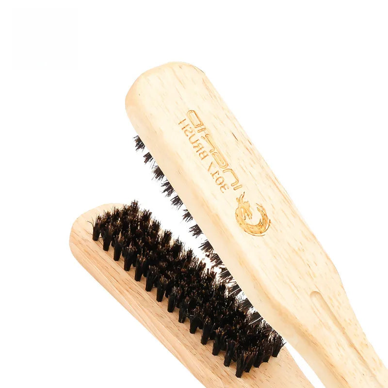 Amazon Hairdressing Splint Comb Styling Straightening Rubber Wooden Pig Bristle Hair Comb High Temperature Resistant V-shaped Splint Comb