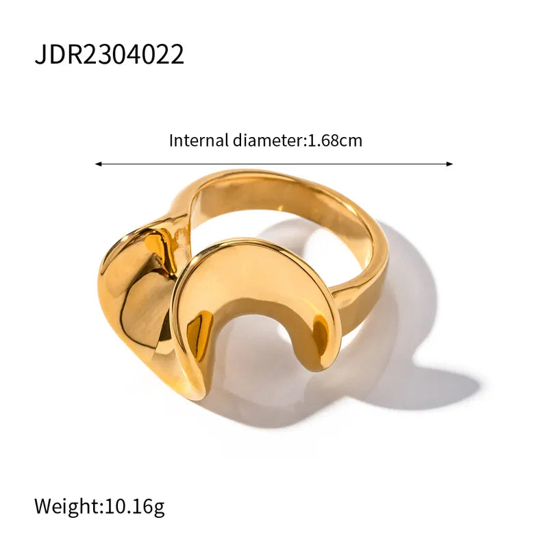 Artistic Irregular Stainless Steel Plating 18k Gold Plated Rings