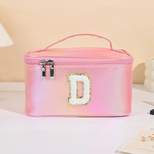 Basic Classic Style Letter Pu Leather Square Makeup Bags