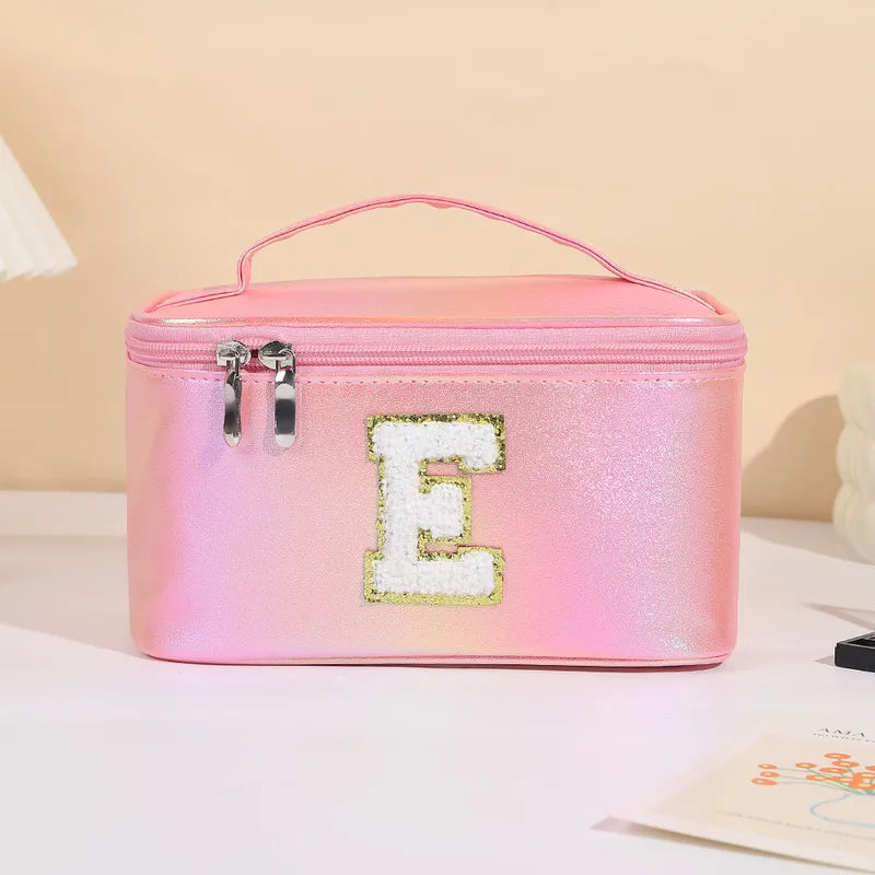 Basic Classic Style Letter Pu Leather Square Makeup Bags