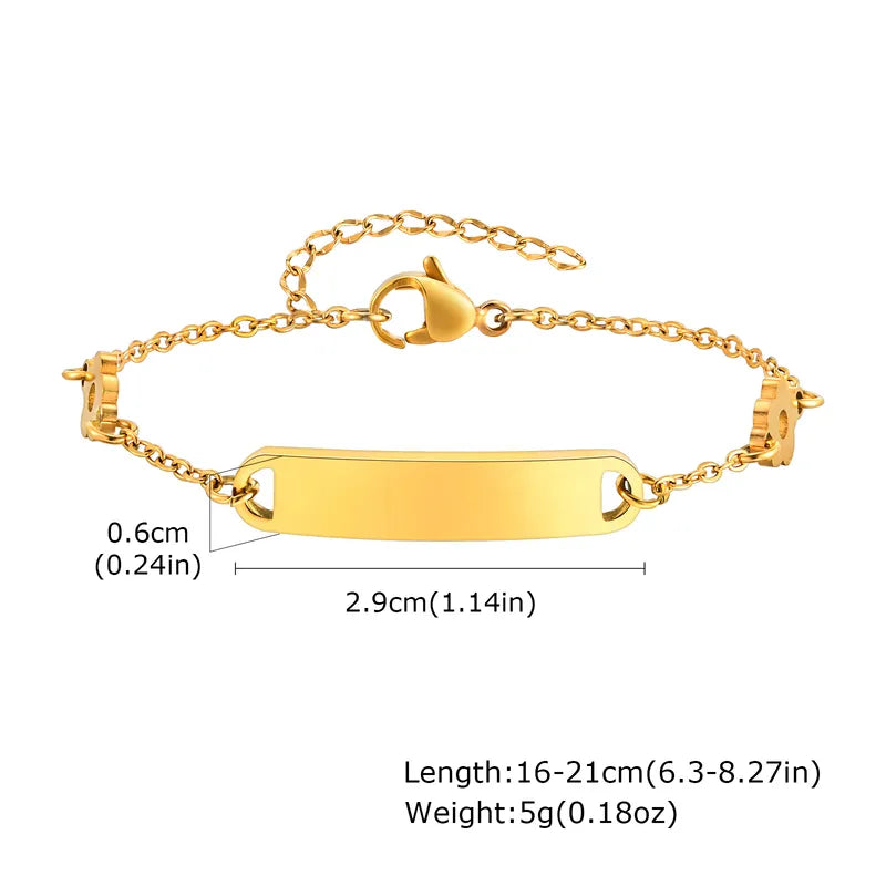 Basic Flower 304 Stainless Steel 18K Gold Plated Cable Chain ID Bracelet Bracelets In Bulk Stainless Steel Bracelets