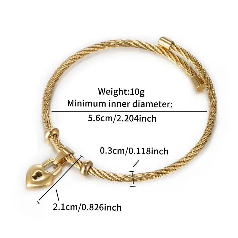 Basic Modern Style Classic Style Geometric Round Heart Shape 304 Stainless Steel 14K Gold Plated Bangle In Bulk