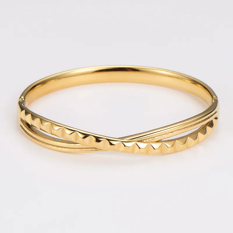 Basic Simple Style Geometric 304 Stainless Steel 18K Gold Plated Bangle In Bulk