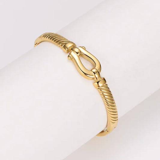 Basic Simple Style Geometric 304 Stainless Steel 18K Gold Plated Bangle In Bulk