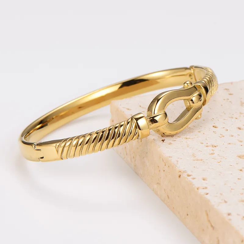 Basic Simple Style Geometric 304 Stainless Steel 18K Gold Plated Bangle In Bulk