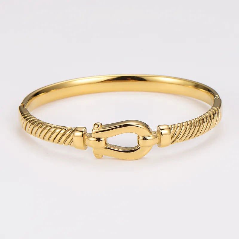 Basic Simple Style Geometric 304 Stainless Steel 18K Gold Plated Bangle In Bulk