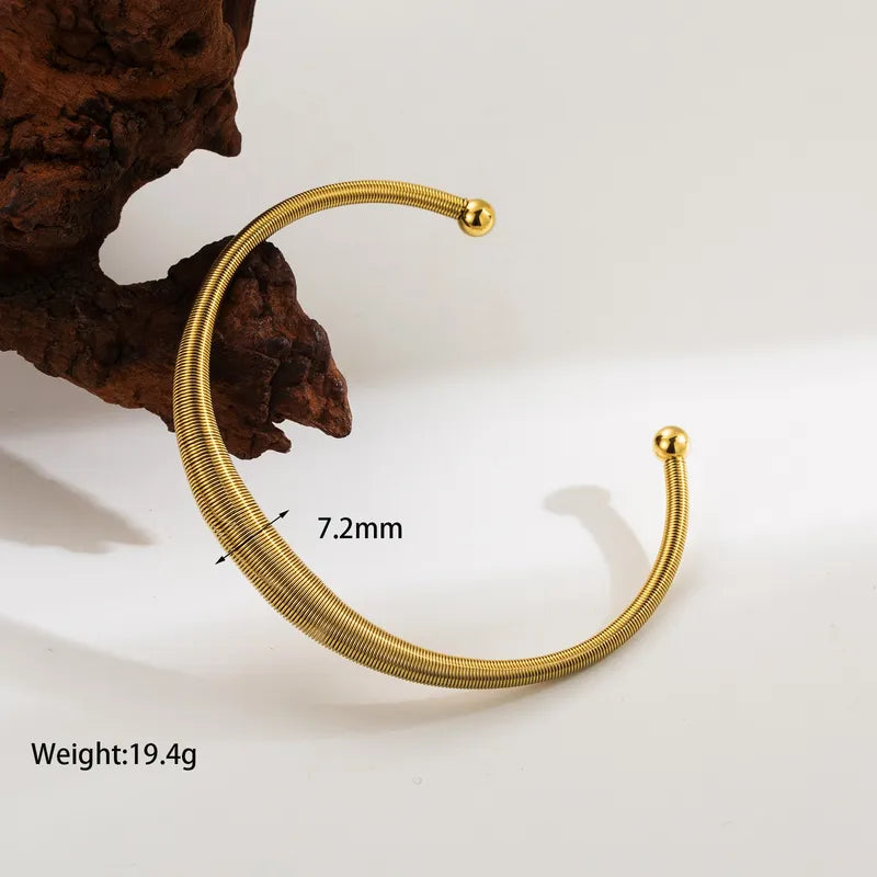 Basic Simple Style Solid Color 304 Stainless Steel 18K Gold Plated Bangle In Bulk