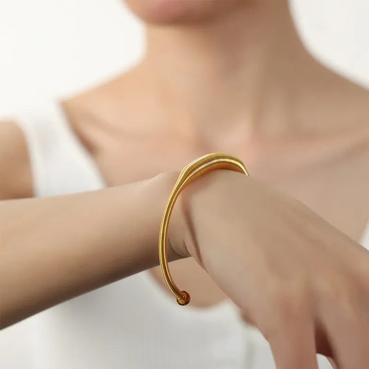 Basic Simple Style Solid Color 304 Stainless Steel 18K Gold Plated Bangle In Bulk