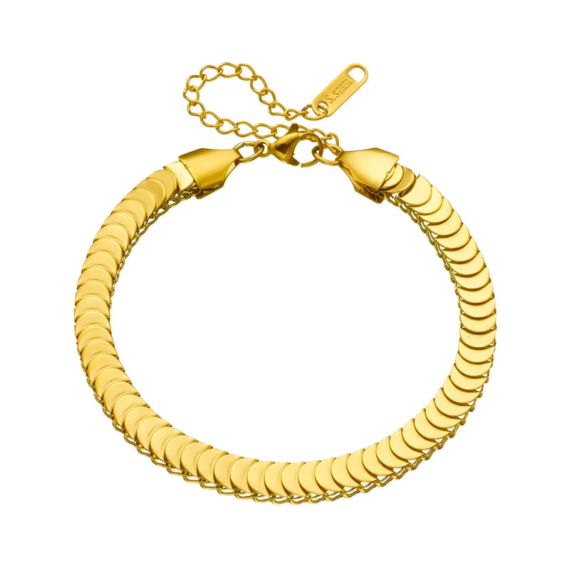 Basic Solid Color Titanium Steel 18K Gold Plated Bracelets In Bulk