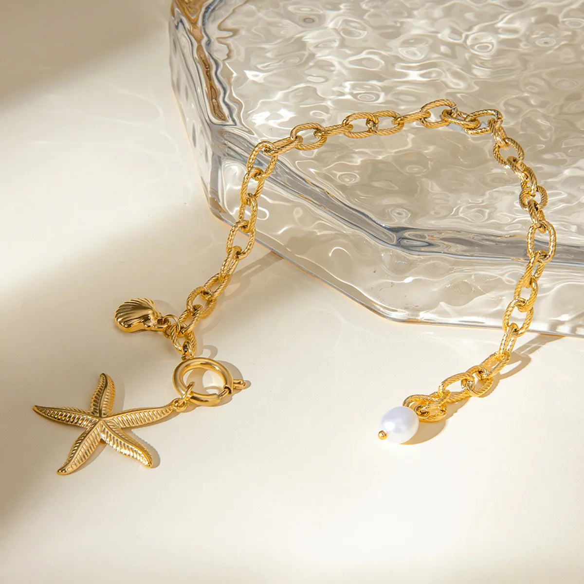 Basic Vacation Classic Style Starfish 304 Stainless Steel 18K Gold Plated Bracelets In Bulk