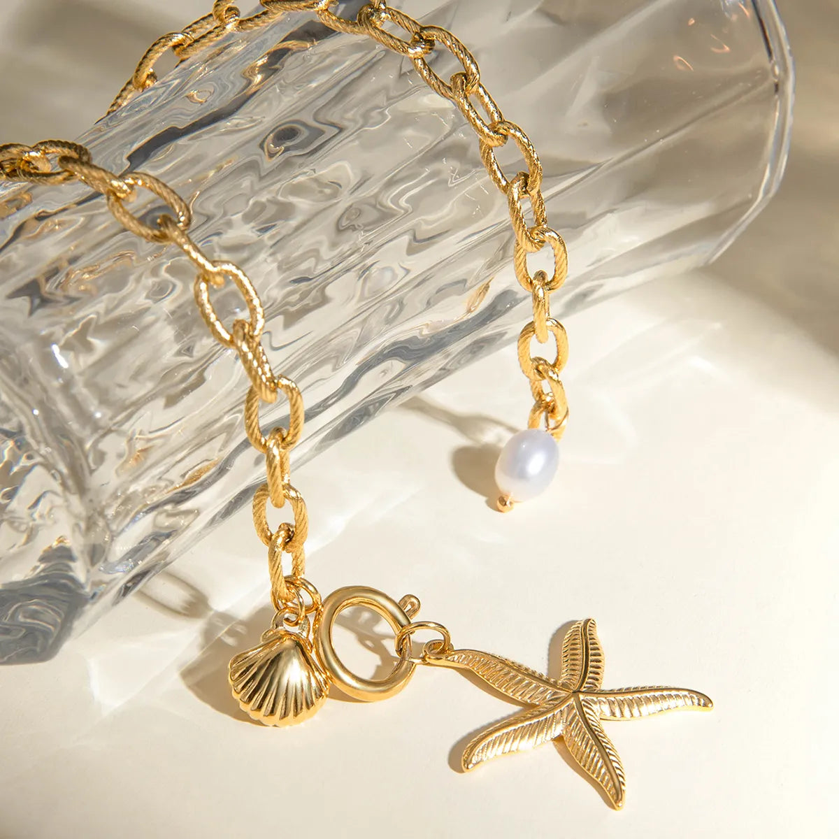 Basic Vacation Classic Style Starfish 304 Stainless Steel 18K Gold Plated Bracelets In Bulk