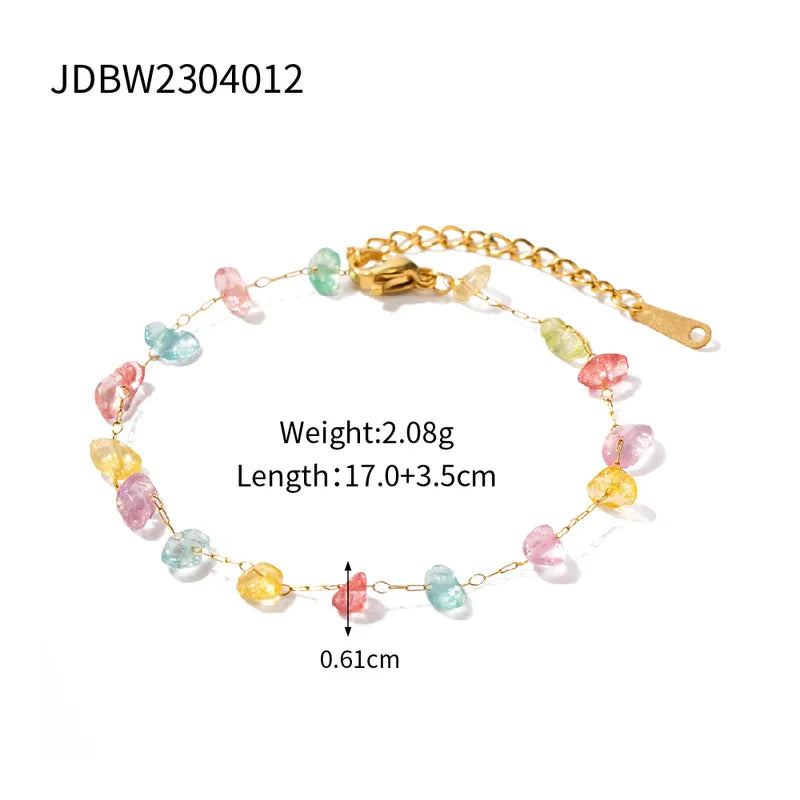 Beach Sweet Geometric 304 Stainless Steel Gravel 18K Gold Plated Women's Bracelets Necklace