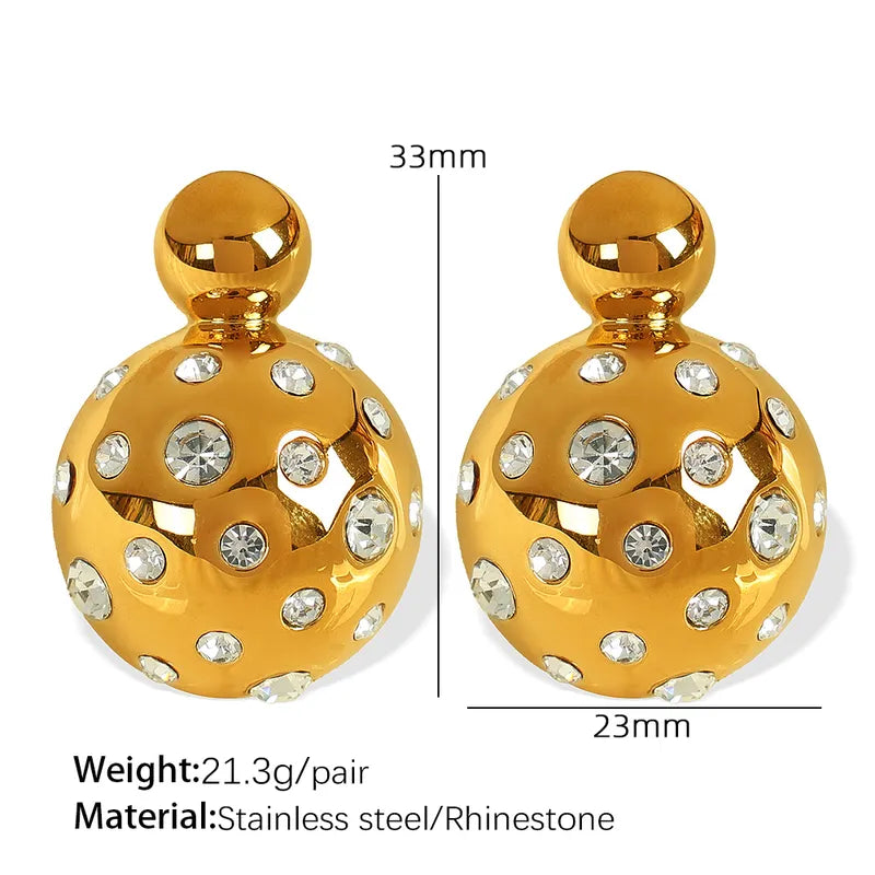 Best-Selling Button In Europe And America Titanium Steel 18K Gold Plating Stud Earrings Color