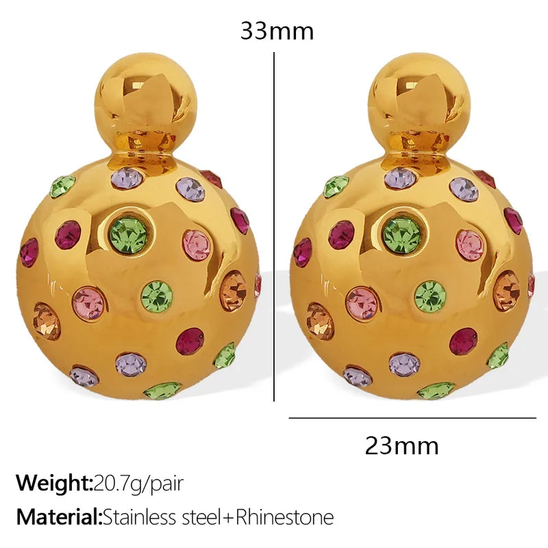 Best-Selling Button In Europe And America Titanium Steel 18K Gold Plating Stud Earrings Color