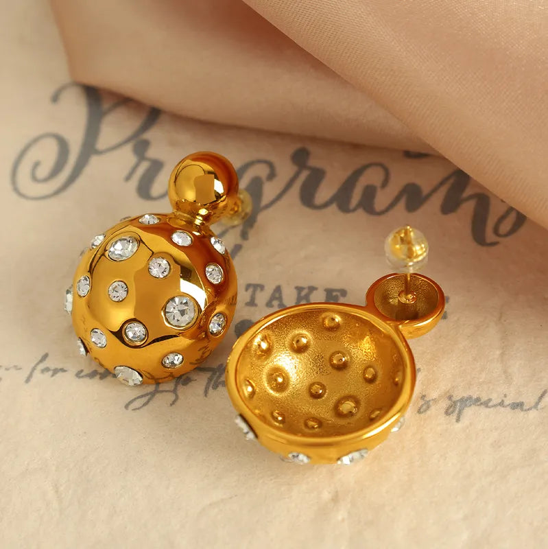 Best-Selling Button In Europe And America Titanium Steel 18K Gold Plating Stud Earrings Color