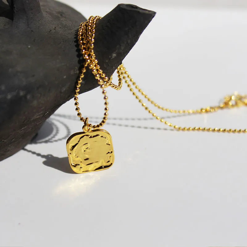 Brass 24K Gold Plated Human Geometric Pendant Necklace