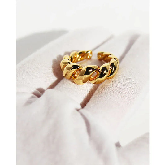 Brass 24K Gold Plated Solid Color Adjustable Ring