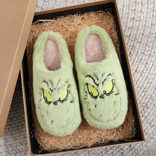 British Style Unisex Cartoon Round Toe Cotton Slippers