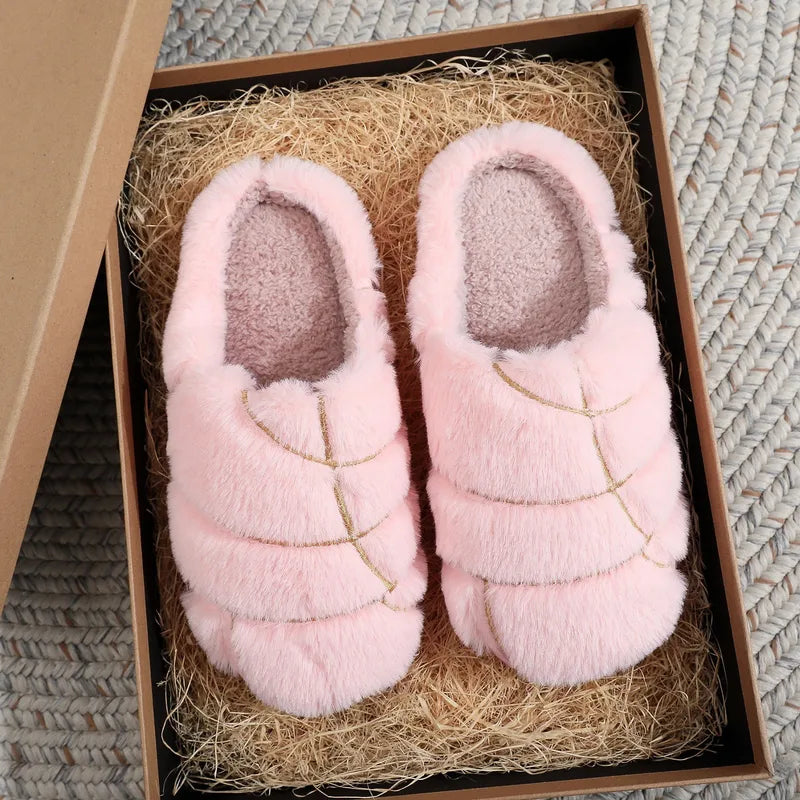 British Style Unisex Cartoon Round Toe Cotton Slippers