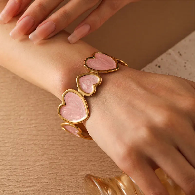 Casual Elegant Commute Heart Shape 304 Stainless Steel 18K Gold Plated Bangle In Bulk