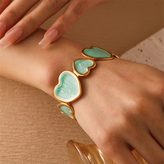 Casual Elegant Commute Heart Shape 304 Stainless Steel 18K Gold Plated Bangle In Bulk