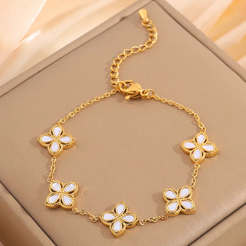 Casual Elegant Simple Style Floral 304 Stainless Steel Bracelets In Bulk