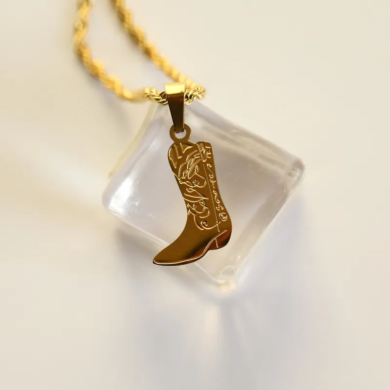 Casual Simple Style Boots 201 Stainless Steel 304 Stainless Steel 18K Gold Plated Unisex Pendant Necklace