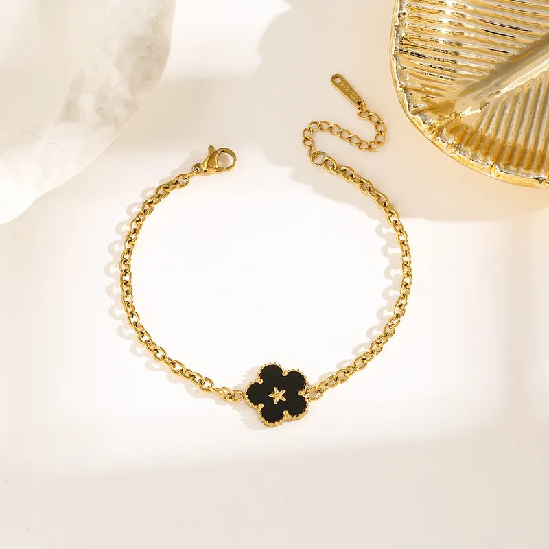 Casual Simple Style Flower Butterfly 304 Stainless Steel 18K Gold Plated Shell Bracelets In Bulk