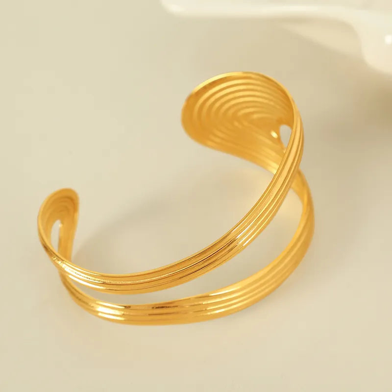 Casual Simple Style IG Style Semicircle 304 Stainless Steel 18K Gold Plated Bangle In Bulk