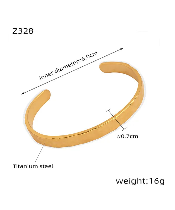 Casual Simple Style Solid Color Titanium Steel Indentation Plating 18k Gold Plated Bangle