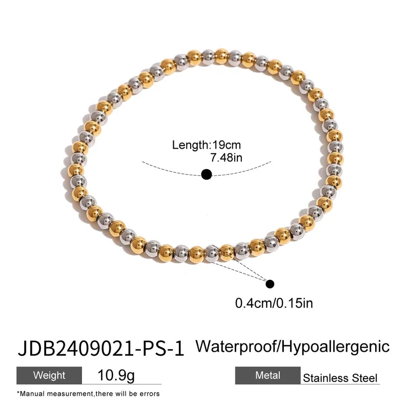 Classic Style Color Block 304 Stainless Steel Elastic String 18K Gold Plated Bracelets In Bulk