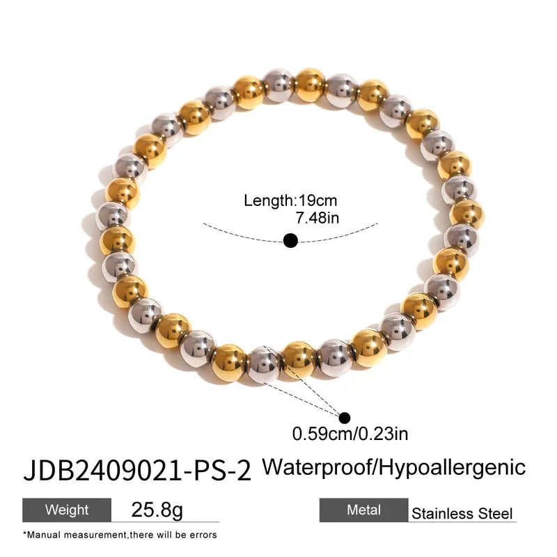 Classic Style Color Block 304 Stainless Steel Elastic String 18K Gold Plated Bracelets In Bulk