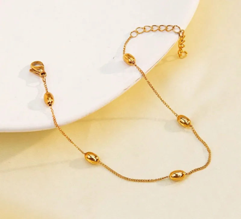 Classic Style Commute Small Bead 304 Stainless Steel 18K Gold Plated Bracelets In Bulk