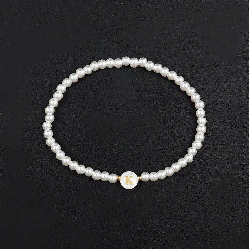 Classic Style Letter Artificial Pearl Shell Copper Wholesale Bracelets