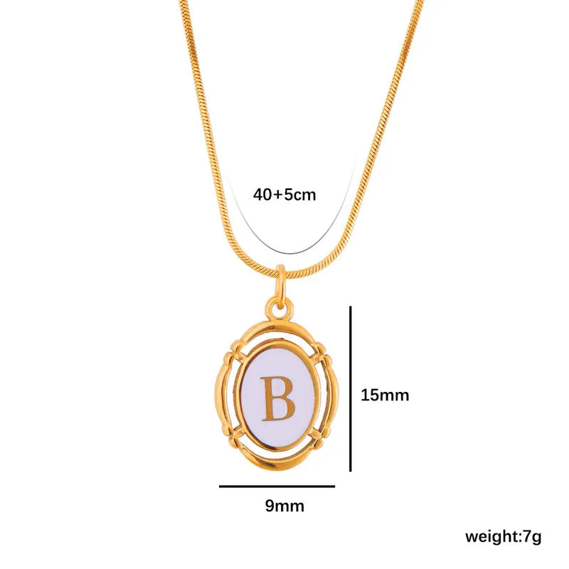 Classic Style Letter Stainless Steel Stoving Varnish Plating 18k Gold Plated Pendant Necklace