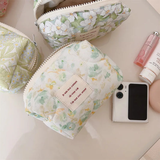 Classic Style Printing Cotton Square Makeup Bags & Storage