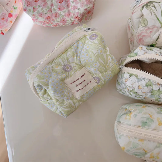 Classic Style Printing Cotton Square Makeup Bags & Storage